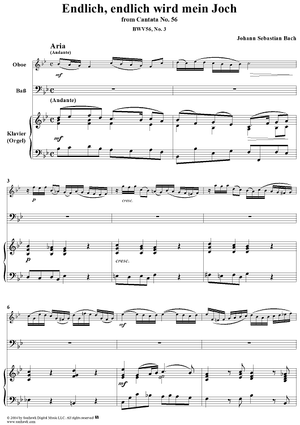 "Endlich, endlich wird mein Joch", Aria, No. 3 from Cantata No. 56: "Ich will den Kreuzstab gerne tragen" - Piano Score
