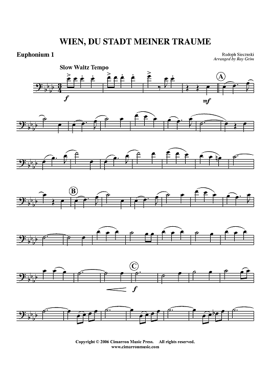 Wien, Du Stadt Meiner Traume - Euphonium 1 BC/TC