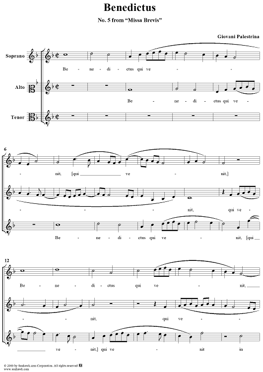 Benedictus - No. 5 from Missa Brevis