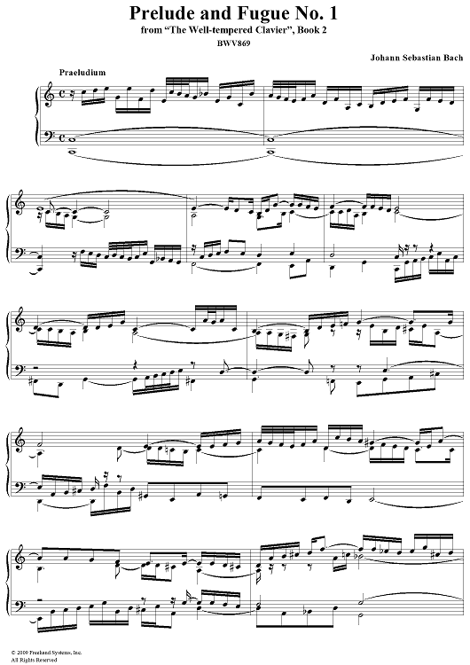 Solo　The　Prelude　Fugue　(Book　Music　Piano　Sheet　Well-tempered　for　1quot;　and　No.　Clavier　II):　Now　Sheet　Music