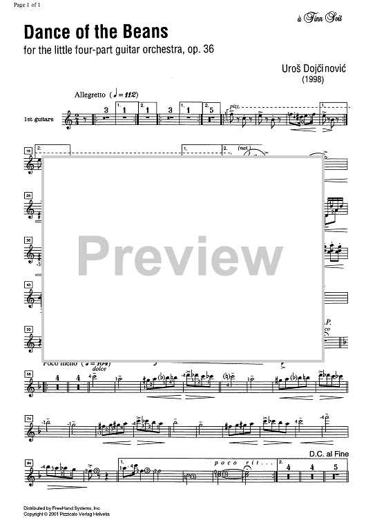 Dance of the Beans Op.36 - Guitar 1
