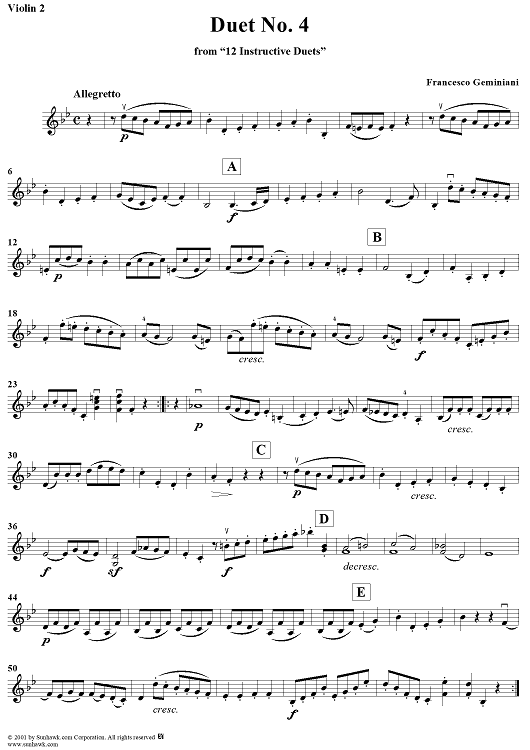 Duet No. 4, from "12 Instructive Duets" - Violin 2