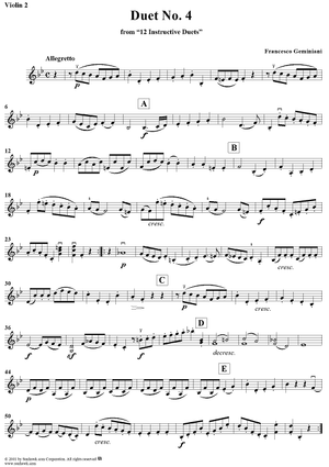 Duet No. 4, from "12 Instructive Duets" - Violin 2