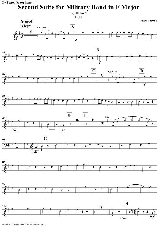 Second Suite in F - B-flat Tenor Saxophone