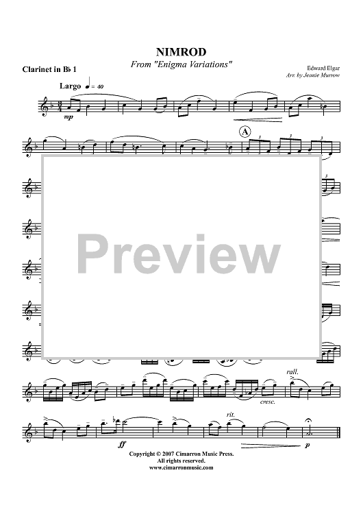 Nimrod from "Enigma Variations" - Clarinet 1 in B-flat