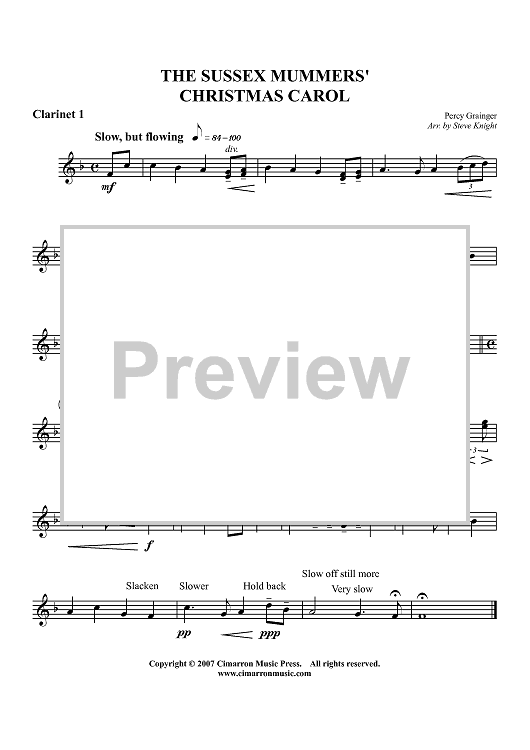The Sussex Mummers' Christmas Carol - Clarinet in Bb 1