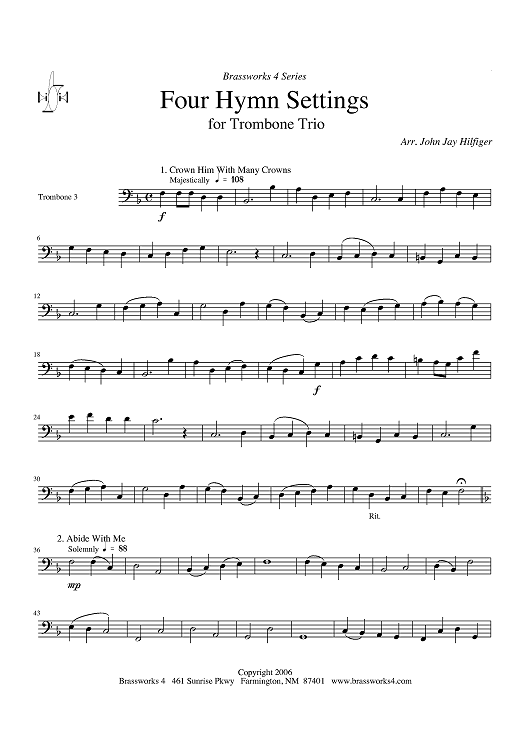 Four Hymn Settings - Trombone 3