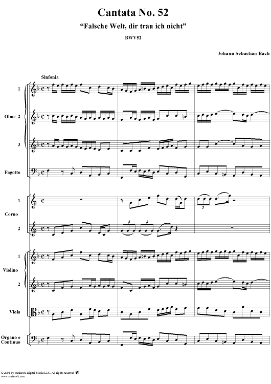 Cantata No. 52: Falsche Welt, dir trau ich nicht, BWV52