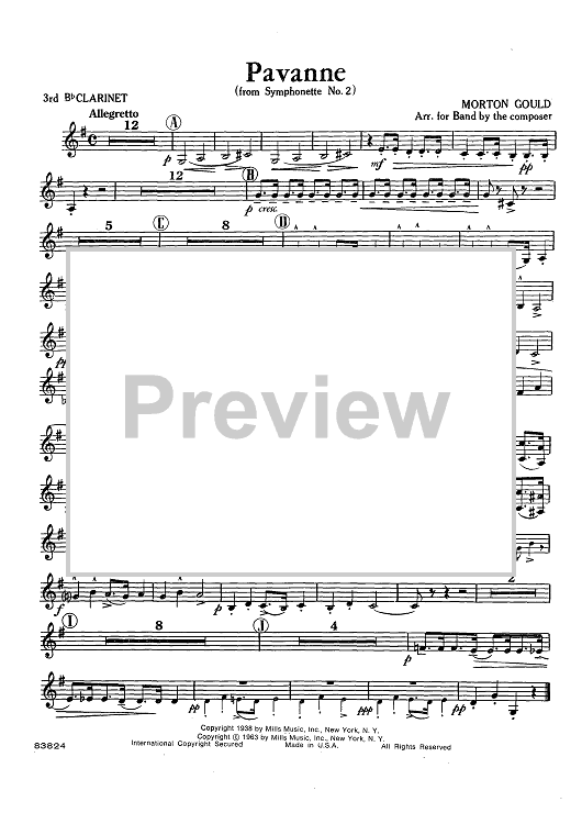Pavanne (from Symphonette No. 2) - Clarinet 3 in Bb