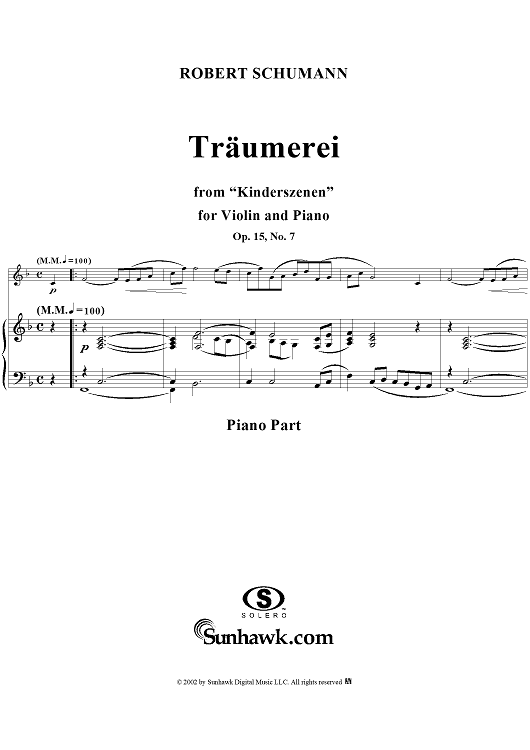 Kinderszehen, Op. 15, No. 07, "Träumerei" (Dreaming), - Piano