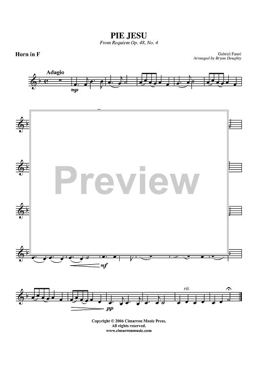 Pie Jesu from Requiem, Op. 48, No. 4 - Horn in F