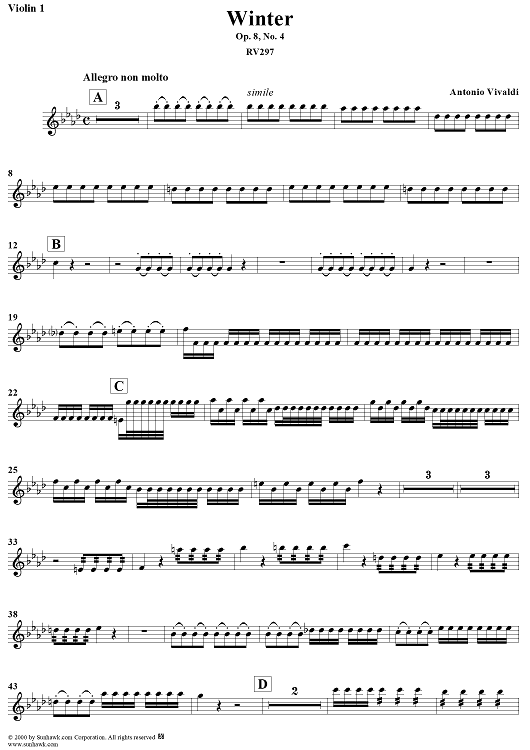 The Four Seasons, No. 4: Winter - Violin 1