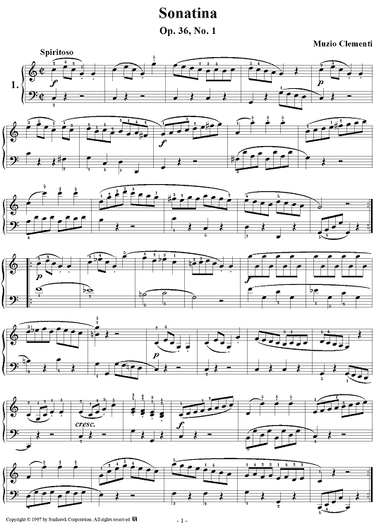 Six Progressive Sonatinas, Op. 36, No. 1: Spiritoso
