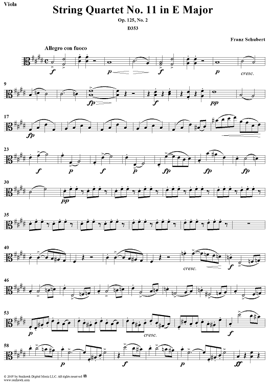 String Quartet No. 11 in E Major, Op. posth. 125, No. 2 - Viola