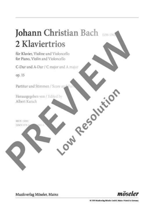 Two piano trios - Score and Parts