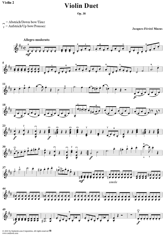 Violin Duets, Op. 38 - Violin 2
