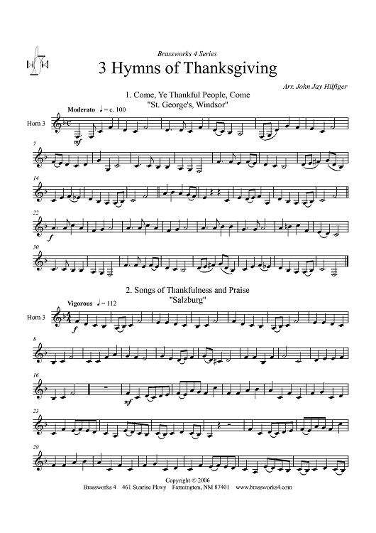 3 Hymns of Thanksgiving - Horn 3