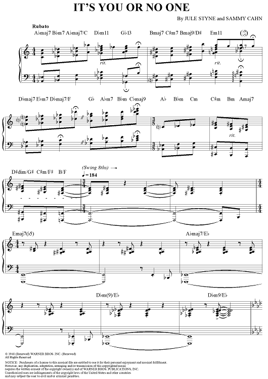 It's You or No One" Sheet Music by Marian McPartland for Piano Solo ...