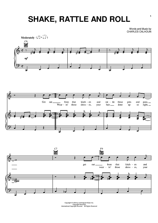 Shake, Rattle And Roll" Sheet Music by Bill Haley for Piano/Vocal