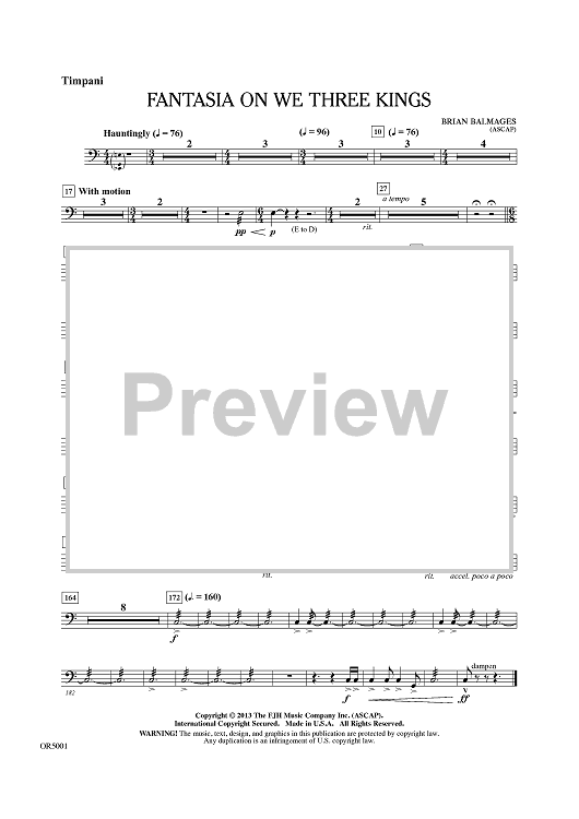 Fantasia On We Three Kings - Timpani