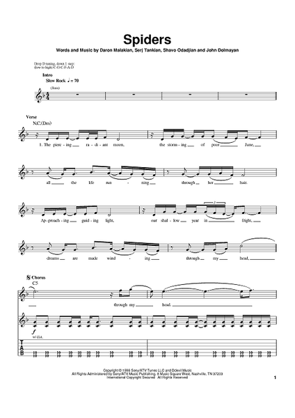 Spiders by System of a Down - Piano Solo - Digital Sheet Music
