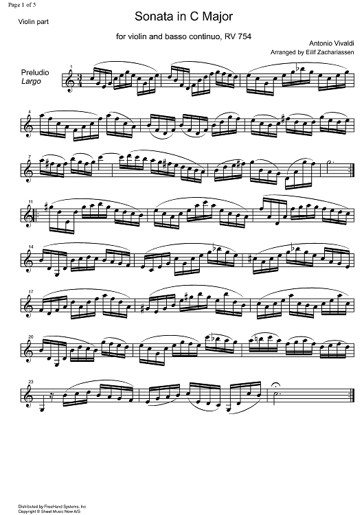 Sonata C Major RV754 - Violin