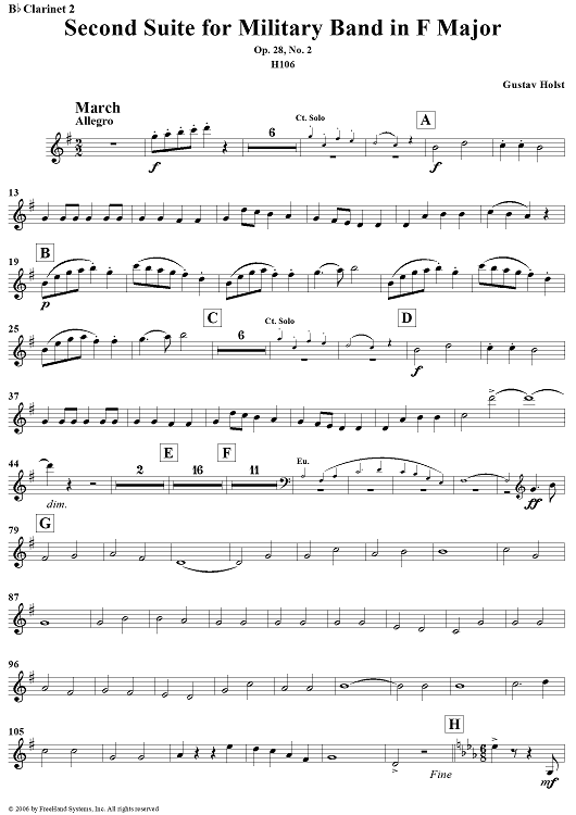 Second Suite in F - Clarinet 2