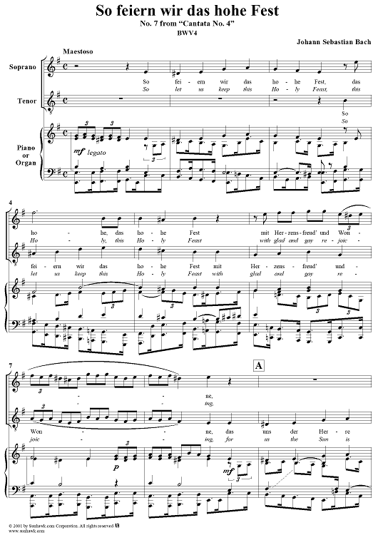 "So feiern wir das hohe Fest" (duet), No. 7 from Cantata No. 4