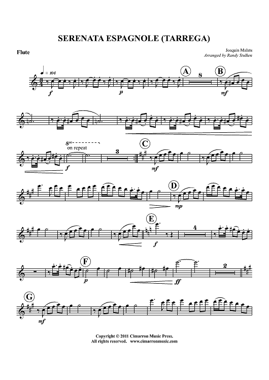 Serenata Espagnole (Tarrega) - Flute