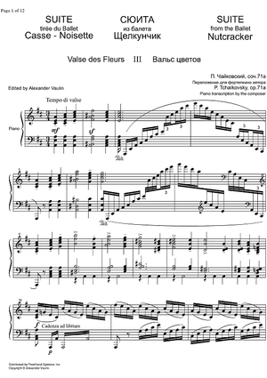 Suite from ''The Nutcracker''. Valse des fleurs - Piano