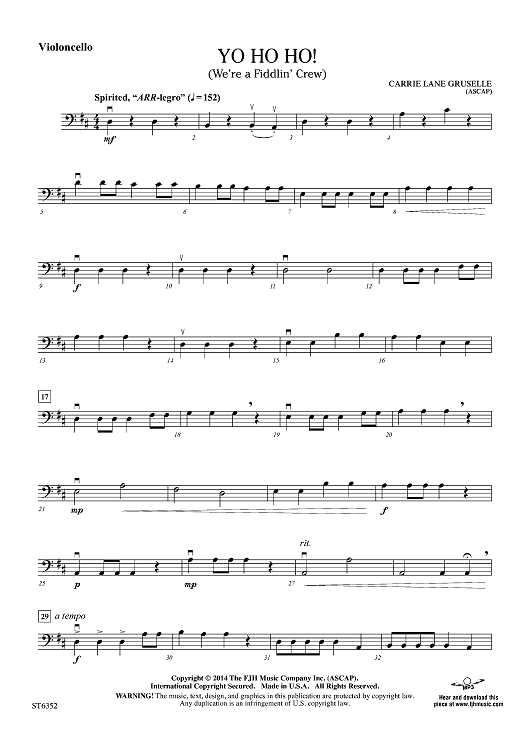 Yo Ho Ho! (We're a Fiddlin' Crew) - Violoncello