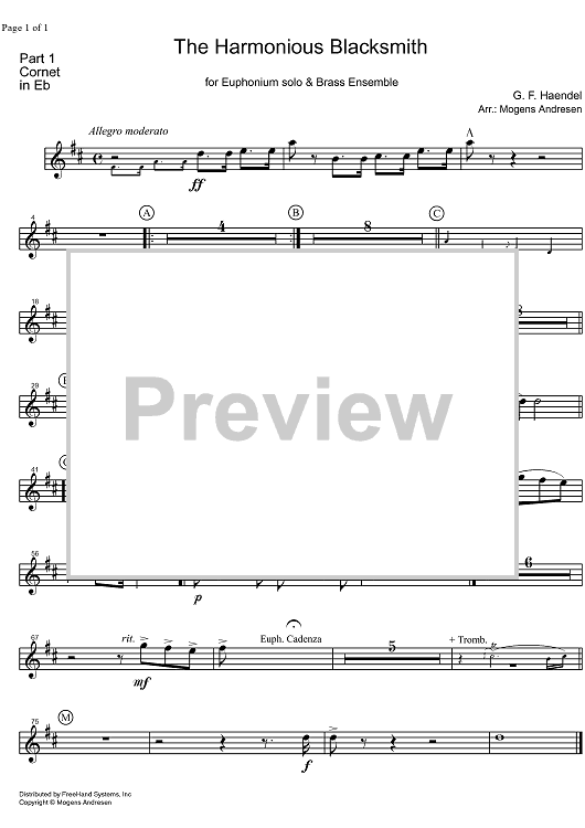 The Harmonious Blacksmith HWV 430 - E-flat Cornet