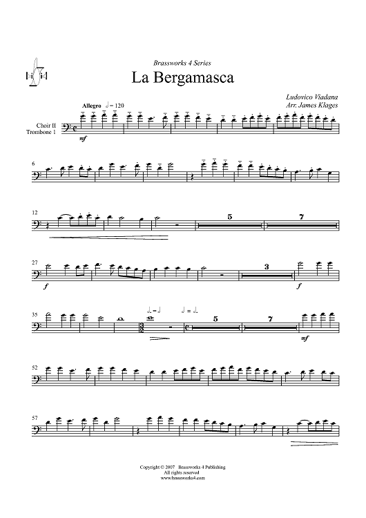 La Bergamasca - Choir 2, Trombone 1