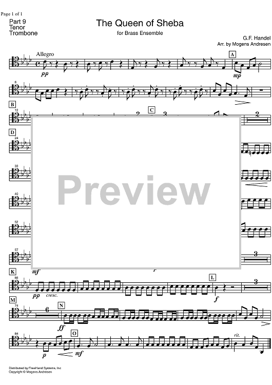 The Arrival of the Queen of Sheba HWV 67 - Tenor Trombone