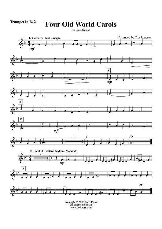 Four Old World Carols - Trumpet 2