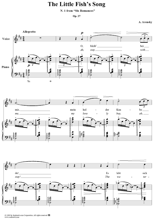 The Little Fish's Song,  No. 1 from "Six Romances" Op. 27