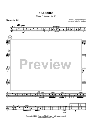 Sonata in F (Allegro) - Clarinet in Bb 1