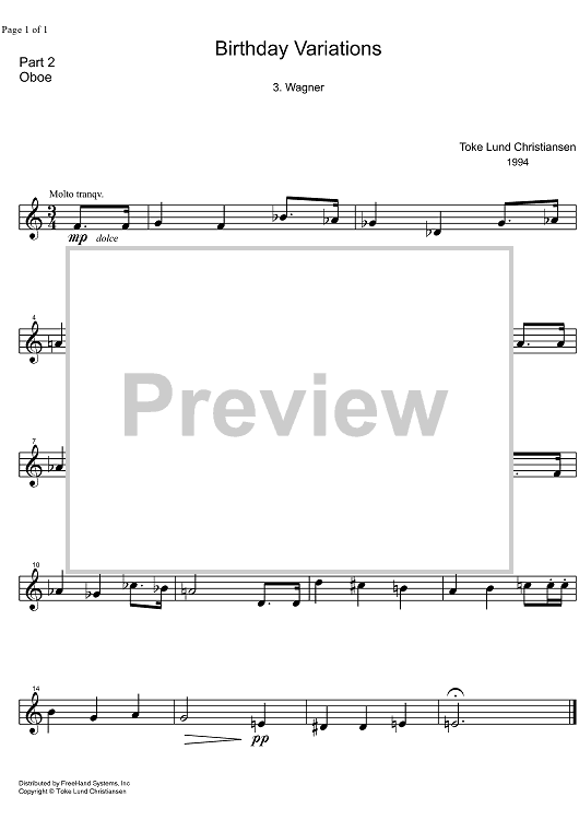 Birthday Variations Wagner - Oboe
