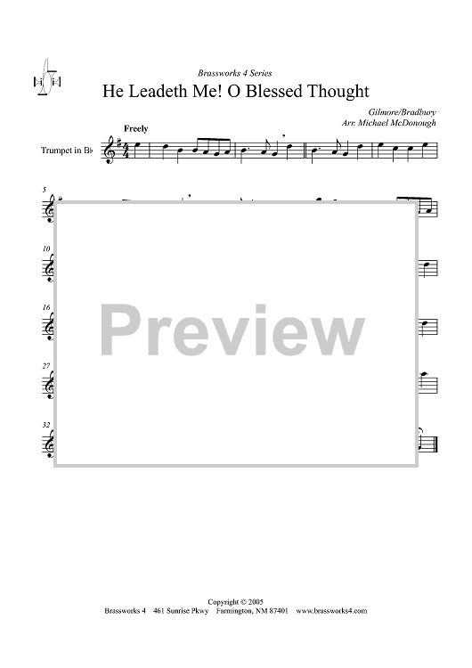 He Leadeth Me!  O Blessed Thought - Trumpet in B-flat