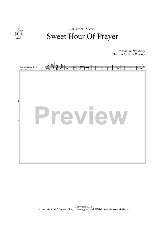 Sweet Hour of Prayer - Horn in F