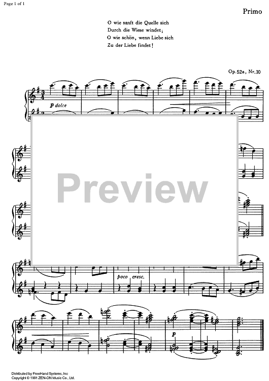 Liebeslieder Walzer D Major Op.52a No.10 - Piano 1