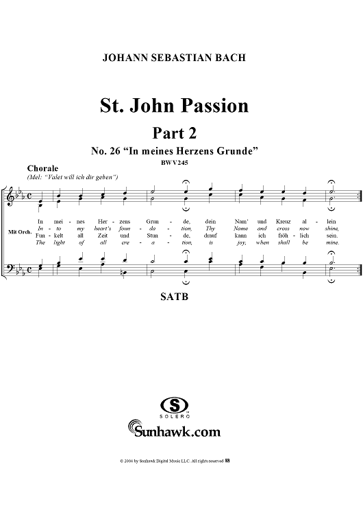 St. John Passion: Part II, No. 26, "In meines Herzens Grunde"