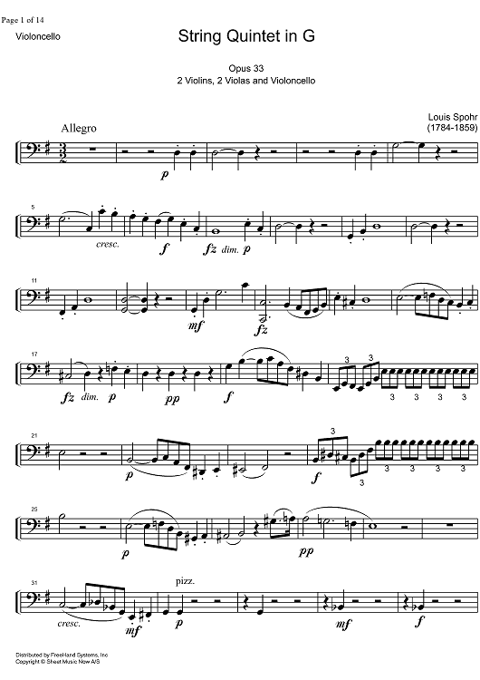 String Quintet G Major Op.33 - Cello