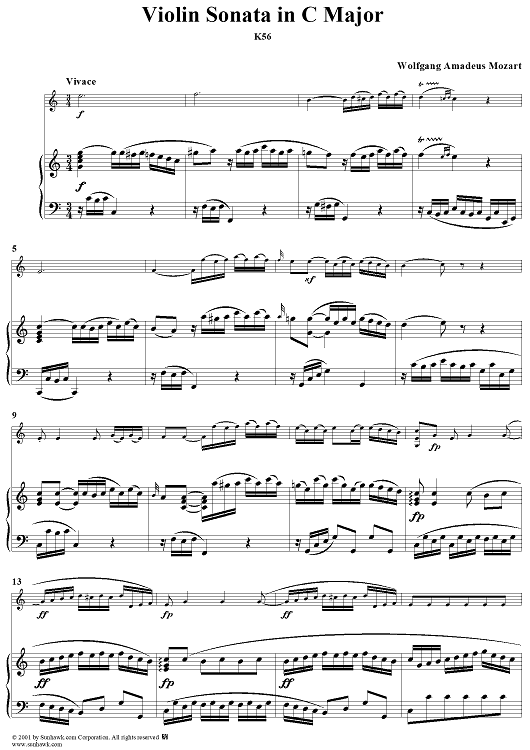 Violin Sonata in C Major, K56 - Piano Score