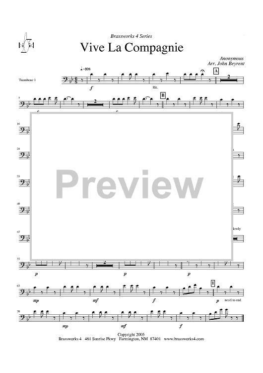 Vive La Compagnie - Trombone 1
