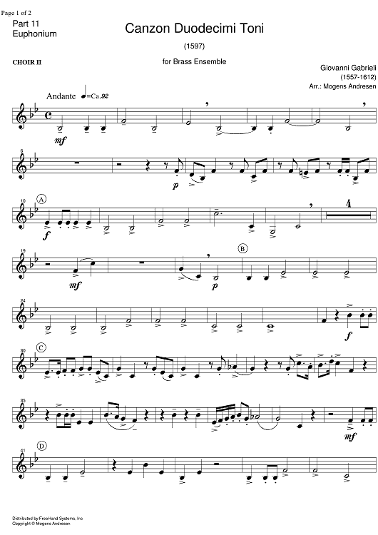 Canzon Duodecimi Toni - Euphonium