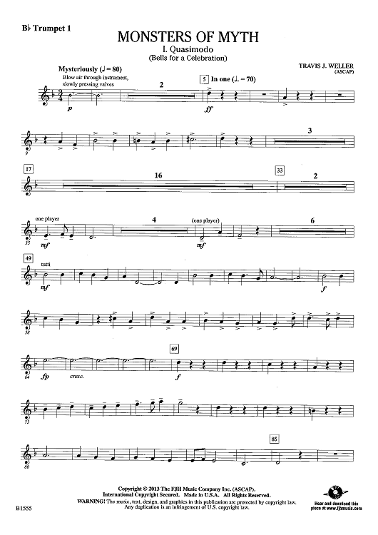 monsters inc clarinet Monsters of Myth - Bb Trumpet 1" Sheet Music for Concert Band