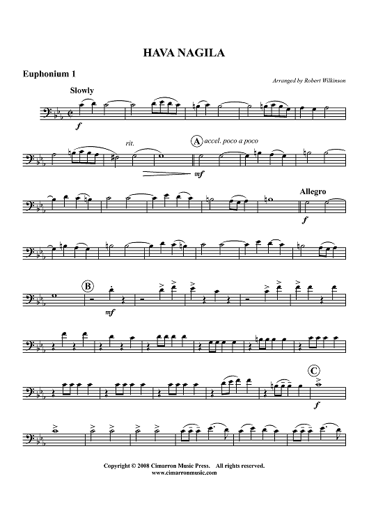 Hava Nagila - Euphonium 1 BC/TC