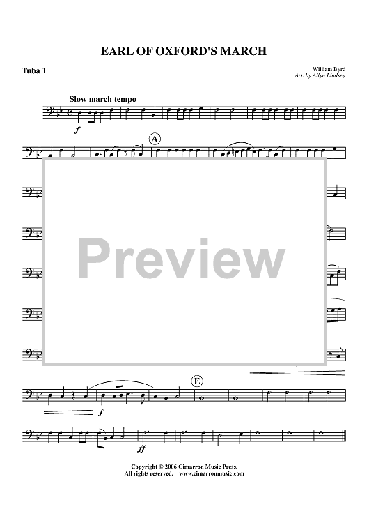 Earl of Oxford's March - Tuba 1