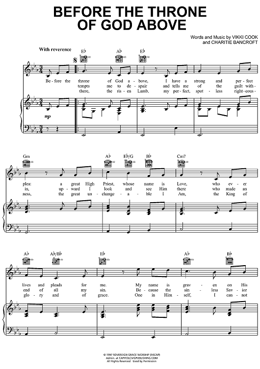 Before the Throne of God Above" Sheet Music by Shane and Shane for